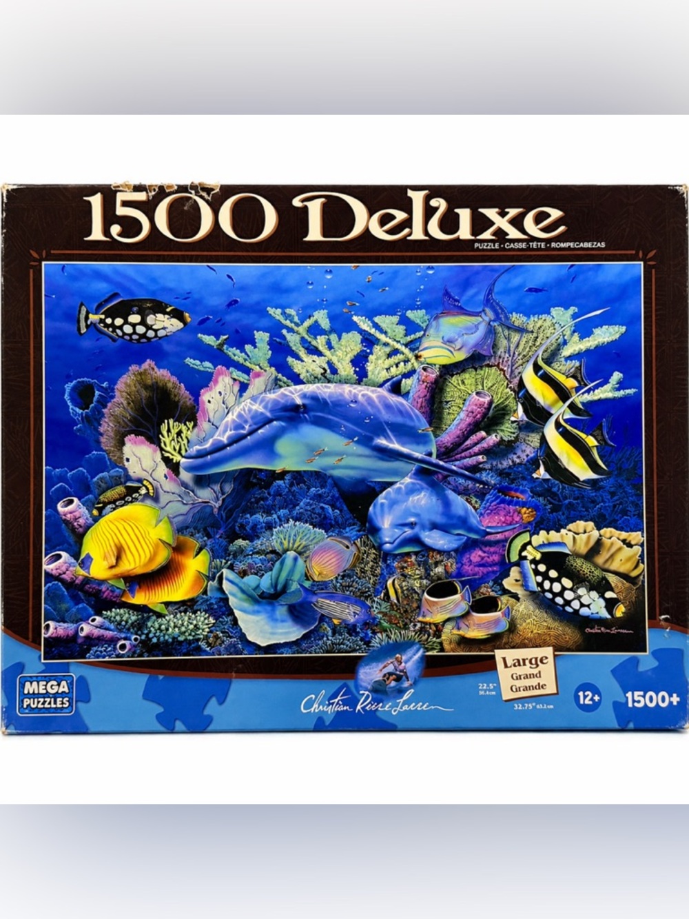 Mega Puzzles Christian Riese Lassen Dolphin Reef 1500 Piece Deluxe Jigsaw Puzzle